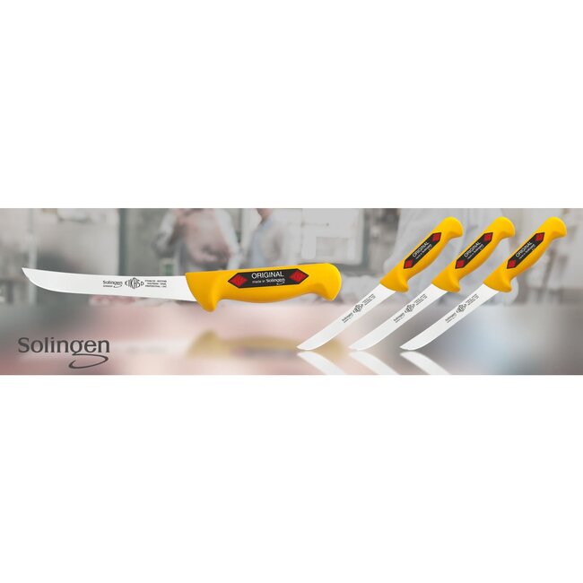 Eikaso Solingen Amerikaans Uitbeenmes – Stijf Lemmet 16 cm – Geel Handvat