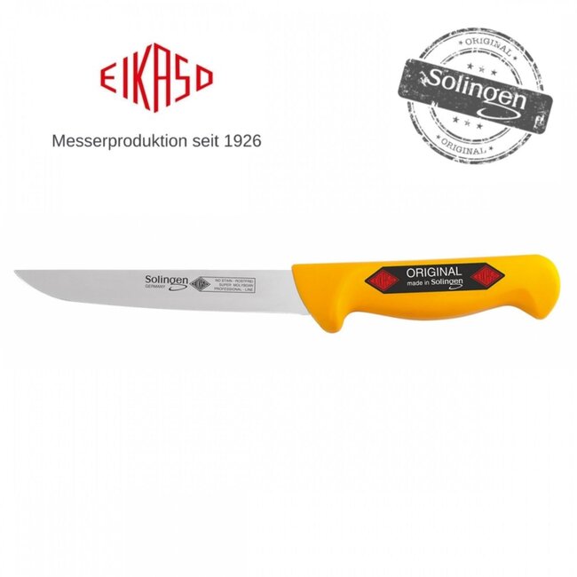 Eikaso Solingen Uitbeenmes 16 cm – Semi-Flexibel en Breed – Professionele Precisie – Ergonomisch Geel Heft