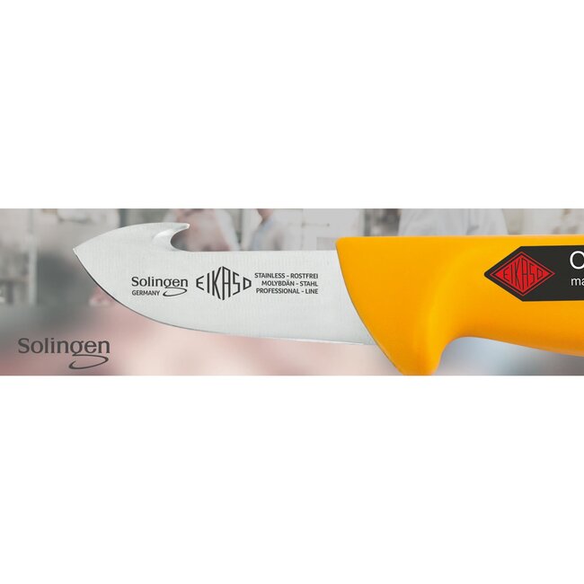 Eikaso Solingen Survivalmes voor Bushcrafting – 8 cm Lemmet – Stijf – Geel Handvat