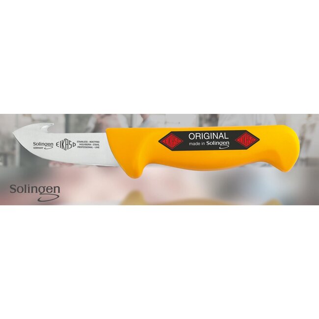 Eikaso Solingen Survivalmes voor Bushcrafting – 8 cm Lemmet – Stijf – Geel Handvat