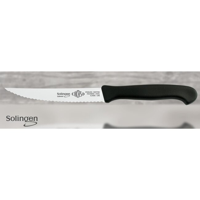 Eikaso Solingen Solingen Steakmes – Gekarteld Lemmet 9 cm – Ergonomisch Zwart Heft