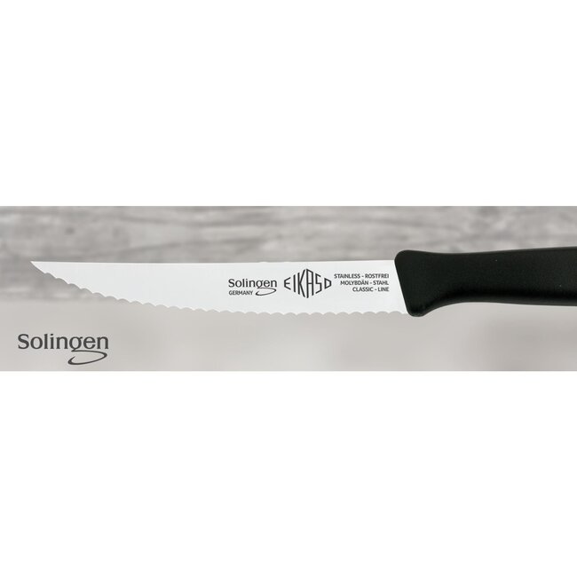 Eikaso Solingen Solingen Steakmes – Gegolfd Lemmet 12 cm – Ergonomisch Zwart Heft