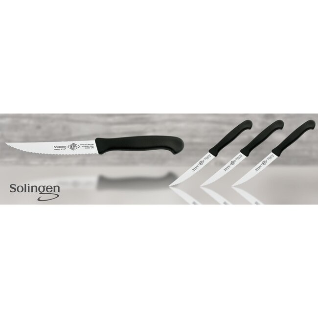 Eikaso Solingen Solingen Steakmes – Gegolfd Lemmet 12 cm – Ergonomisch Zwart Heft