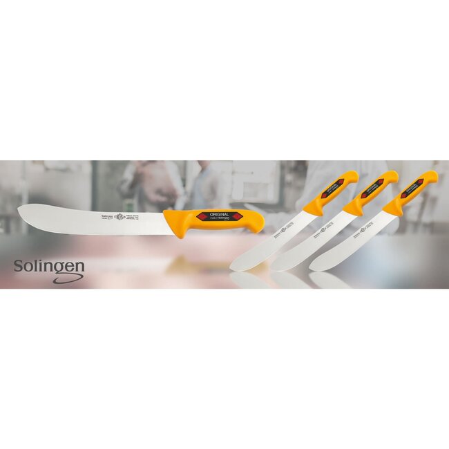 Eikaso Solingen Slagersmes met Bull Nose – Geel Heft – 26 cm Lemmet – Stijf