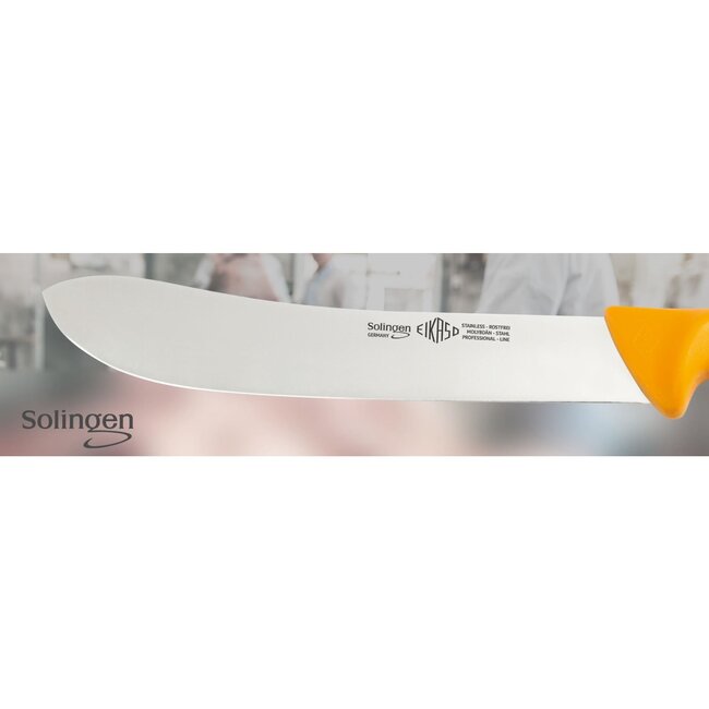 Eikaso Solingen Slagersmes 16 cm – Stijf Lemmet – Bull Nose – Geel Heft