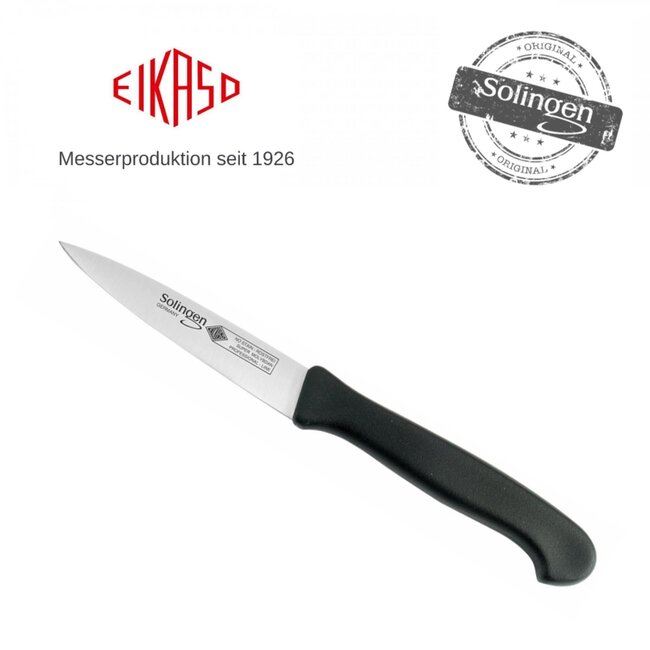 Eikaso Solingen Officemes met Spits Lemmet 8 cm – Glad – RVS – Zwart Heft