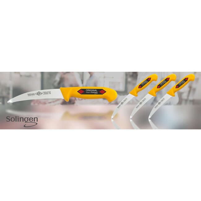 Eikaso Solingen Gebogen Darmmes 15 cm – Stijf Lemmet – Geel Heft