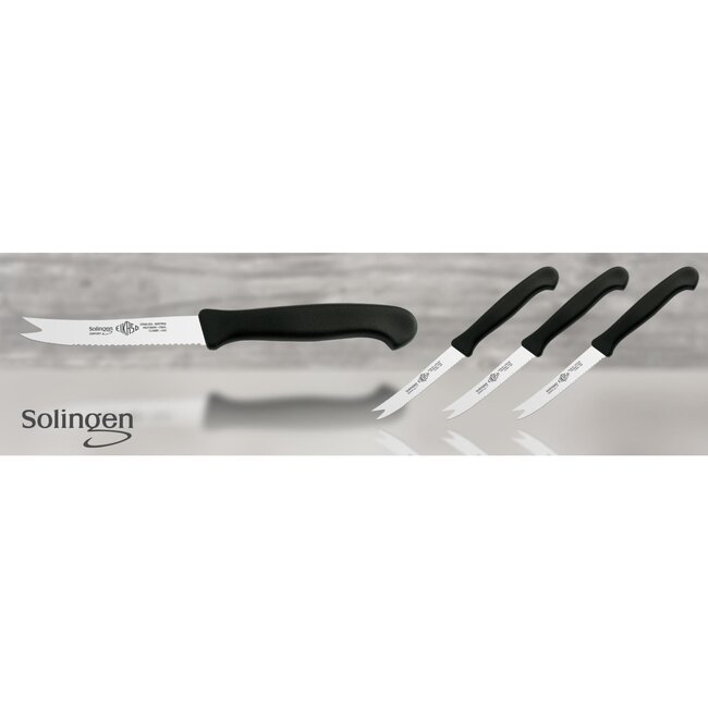 Eikaso Solingen Kaas- en Worstmes – Gekarteld Lemmet 10 cm – Ergonomisch Zwart Heft