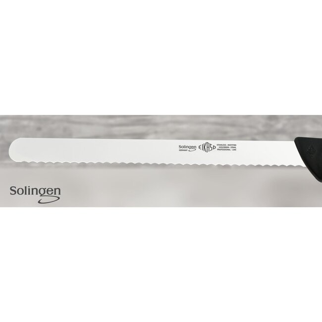 Eikaso Solingen Hammes/Zalmmes – Gekarteld – 30 cm Lemmet – Semi Flexibel – Zwart Heft