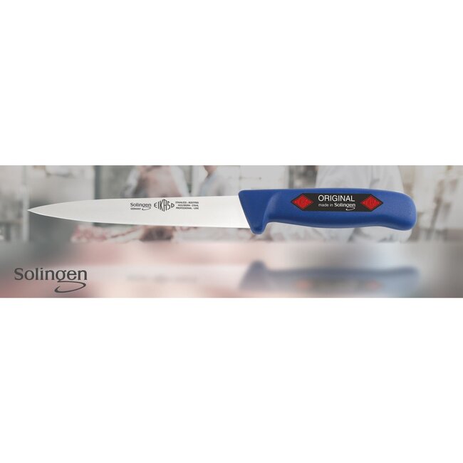 Eikaso Solingen Fileermes 18 cm – Middenspits en Flexibel – Ergonomisch Blauw Handvat