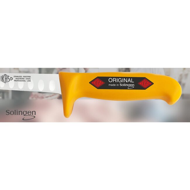 Eikaso Solingen Uitbeenmes 16 cm – Kullenschliff Lemmet – Stijf & Ergonomisch Heft – Geel