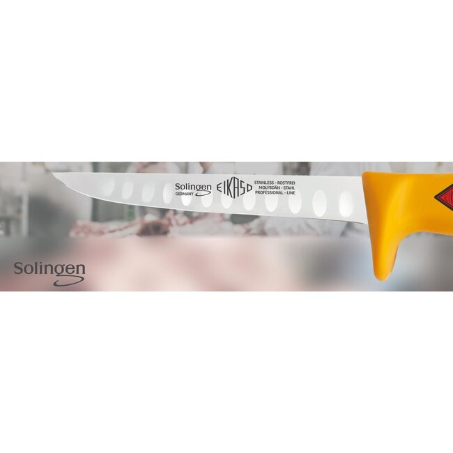 Eikaso Solingen Uitbeenmes 16 cm – Kullenschliff Lemmet – Stijf & Ergonomisch Heft – Geel