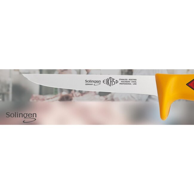 Eikaso Solingen Uitbeenmes 16 cm – Stijf RVS Lemmet – Ergonomisch Geel Heft