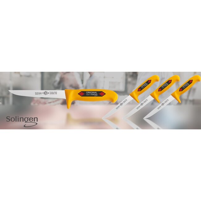 Eikaso Solingen Uitbeenmes 18 cm – Stijf Lemmet – Veilig Profitect Heft – Geel