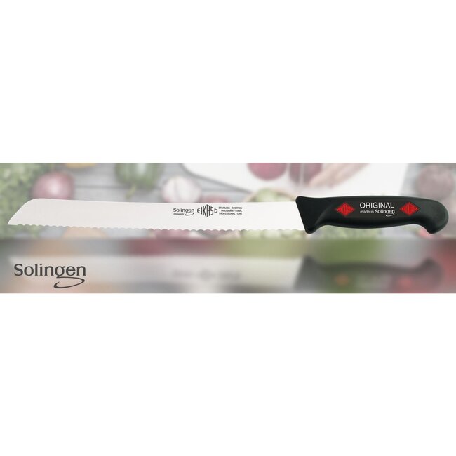 Eikaso Solingen Veelzijdig Broodmes 26cm – Semi-flexibel en Gegolfd Lemmet – Ergonomisch Zwart Handvat