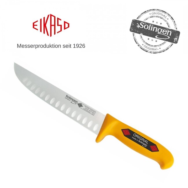 Eikaso Solingen Slagersmes met Kuilen – 26 cm Lemmet – Stijf – Geel Profitect Heft