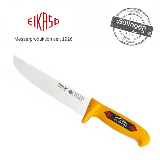 Eikaso Solingen Slagersmes met Stijf Lemmet 23 cm – Geel Profitect Heft