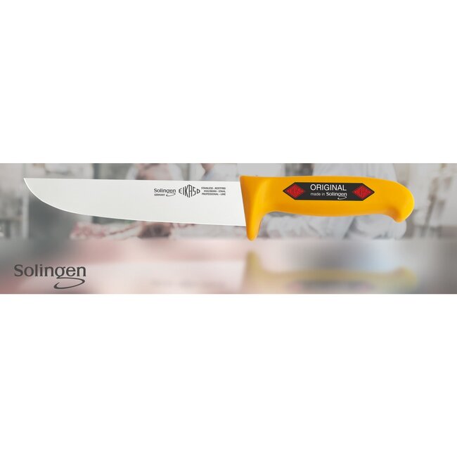 Eikaso Solingen Slagersmes met Stijf Lemmet 21 cm – Geel Profitect Heft