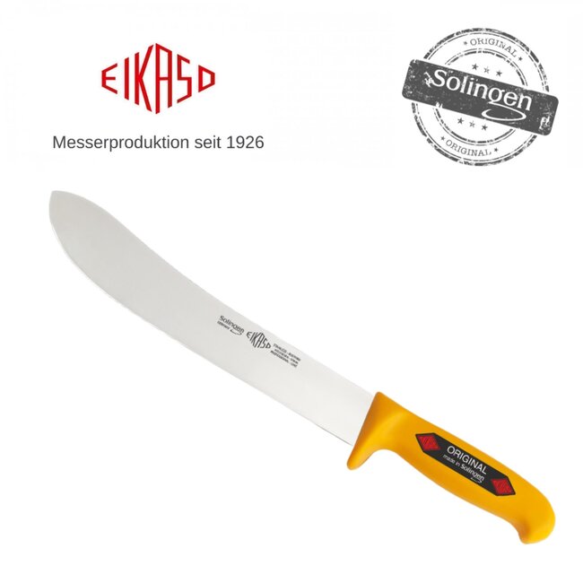 Eikaso Solingen Slagersmes met Bull Nose Lemmet 18 cm – Stijf – Geel Profitect Heft