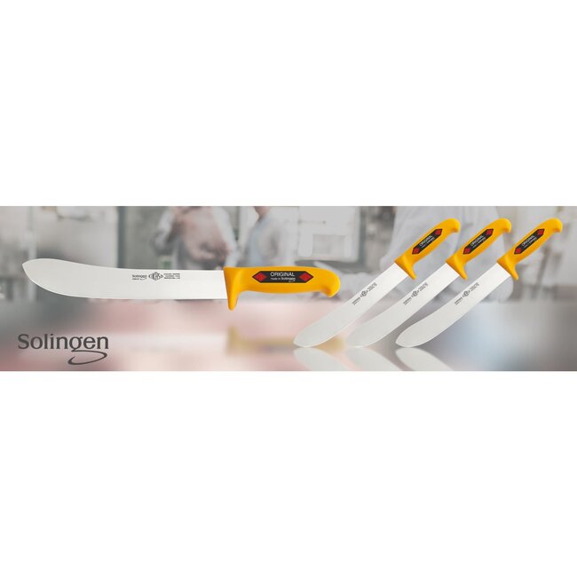 Eikaso Solingen Slagersmes met Bull Nose Lemmet 26 cm – Stijf – Geel Profitect Heft