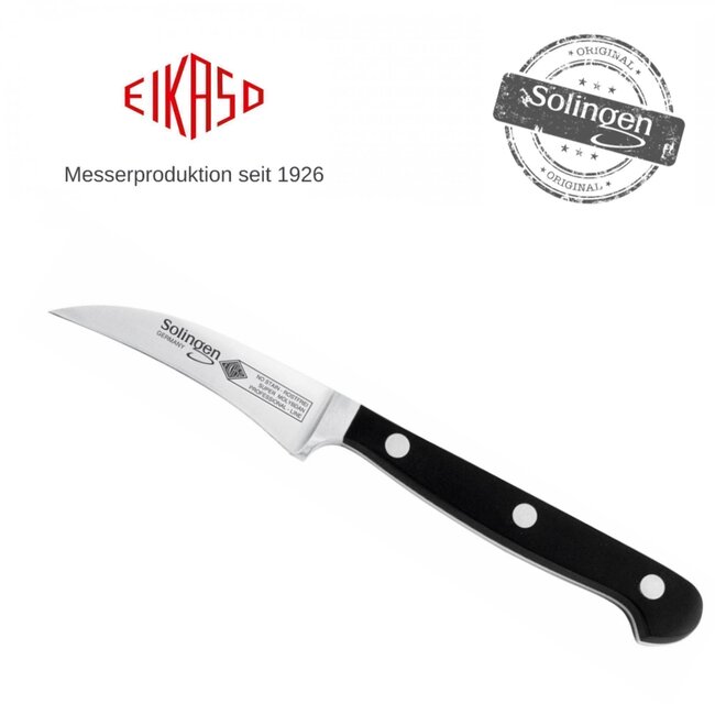 Eikaso Solingen Tourneermes met Krom Lemmet 7 cm – Ergonomisch Gastro Heft – Zwart