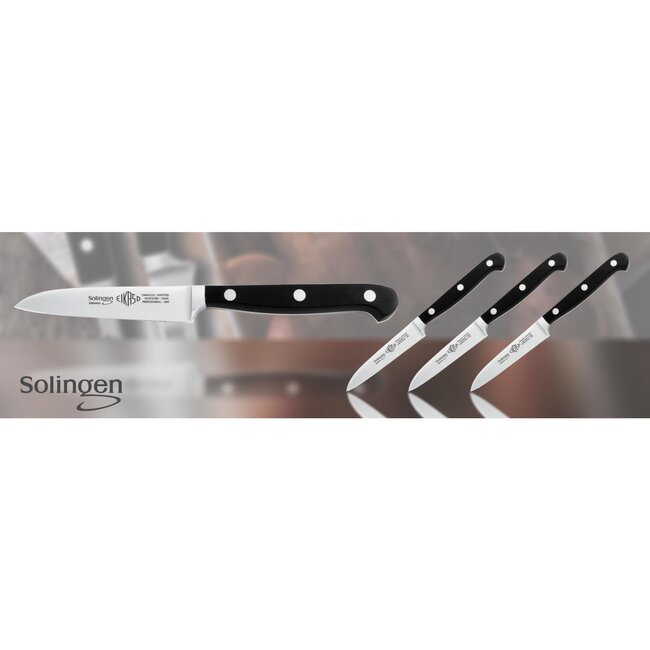 Eikaso Solingen Schilmes 9 cm – Roestvrij Staal – Ergonomisch Zwart Handvat