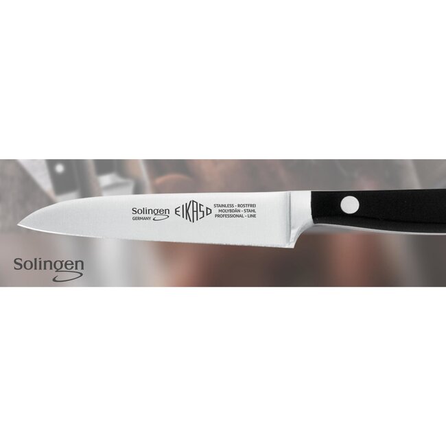 Eikaso Solingen Schilmes 9 cm – Roestvrij Staal – Ergonomisch Zwart Handvat