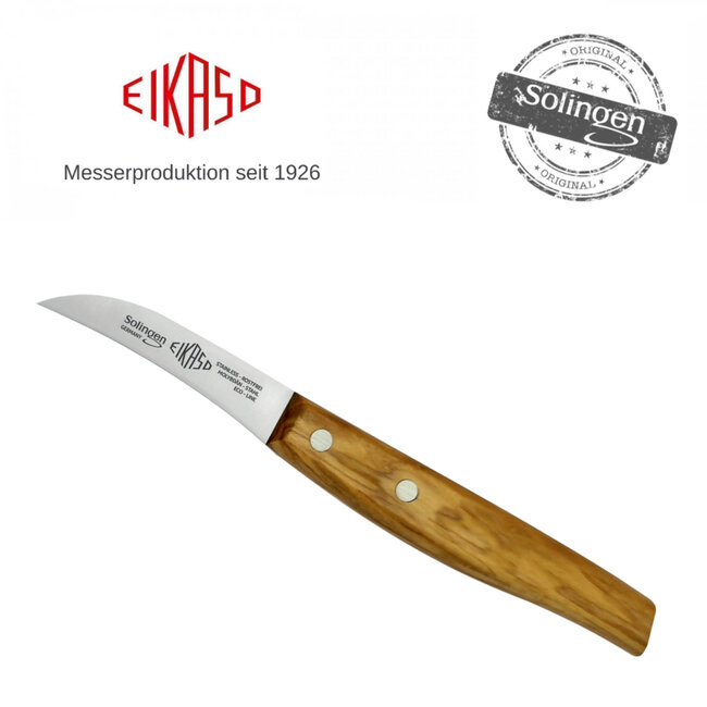 Eikaso Solingen Tourneermes met Krom Lemmet 6 cm – Olijfhouten Heft