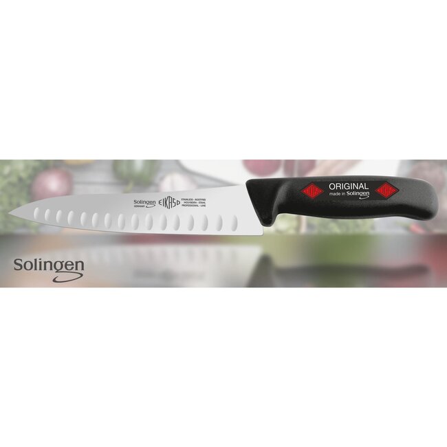 Eikaso Solingen Universeelmes 19 cm – Semi-flexibel met Kuilen – Ergonomisch Zwart Handvat