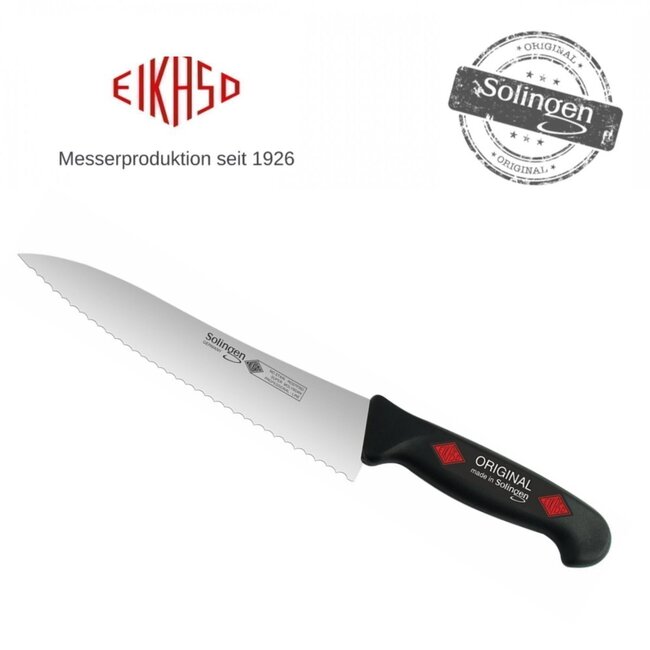 Eikaso Solingen Universeelmes 19 cm – Gekarteld RVS Lemmet – Ergonomisch Ergo Handvat