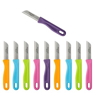 RÖR Solingen Schilmesjes – RVS Lemmet – Kunststof Handvat – 16 cm – Mix Kleuren – Set van 10