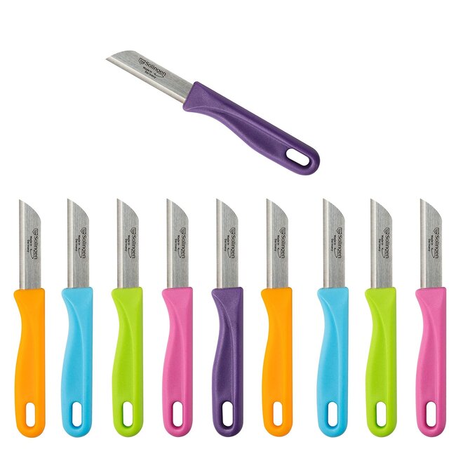 RÖR Solingen Schilmesjes – RVS Lemmet – Kunststof Handvat – 16 cm – Mix Kleuren – Set van 10
