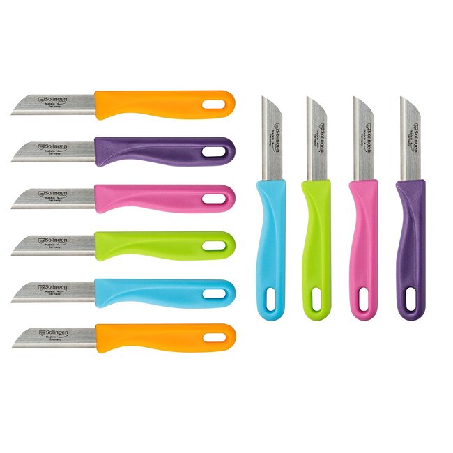 RÖR Solingen Schilmesjes – RVS Lemmet – Kunststof Handvat – 16 cm – Mix Kleuren – Set van 10