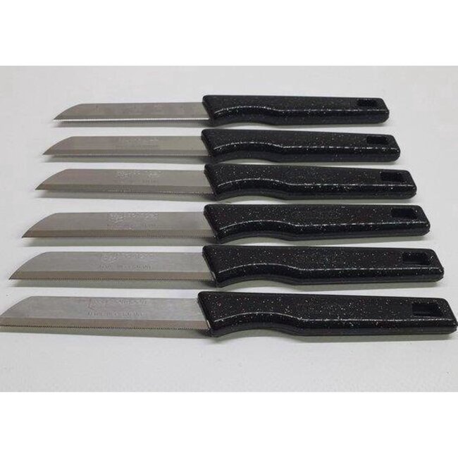 Solingen Kartelmes – Tomatenmes met Kartel – RVS – 18,5 cm met Blade Cover – Zwart Glitter – 6 stuks