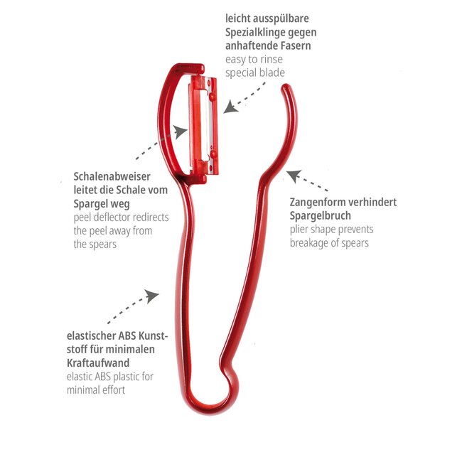 Triangle Solingen Aspergeschiller – Ergonomisch & Vaatwasserbestendig – Rood