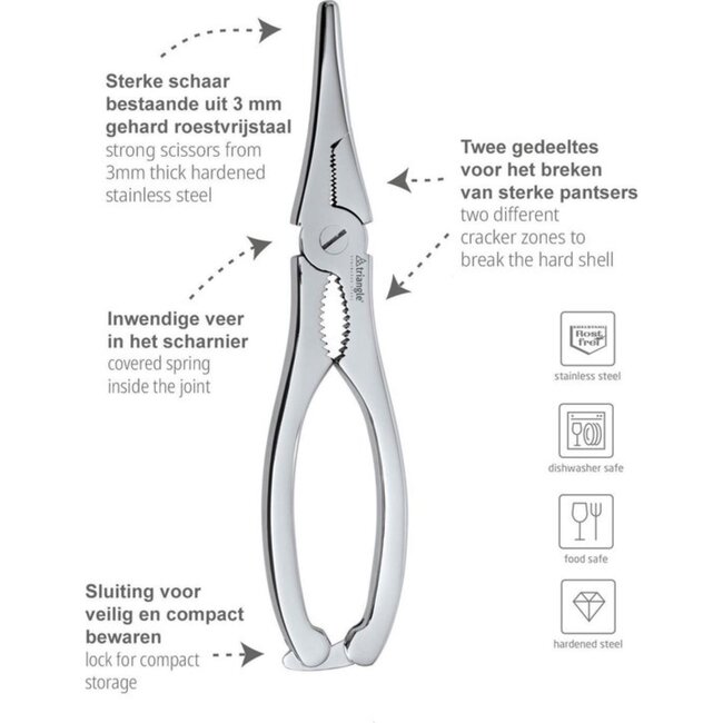Triangle Luxe Kreeftenset – 7-delig – RVS – Solingen – Voor de Ultieme Eetervaring