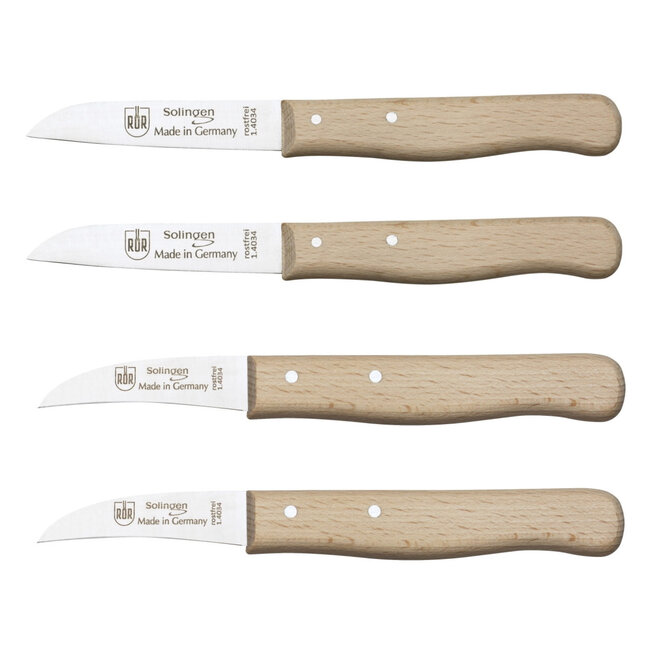RÖR Solingen 4–Delige Schilmesjes Set: Krom & Recht met Houten Heft