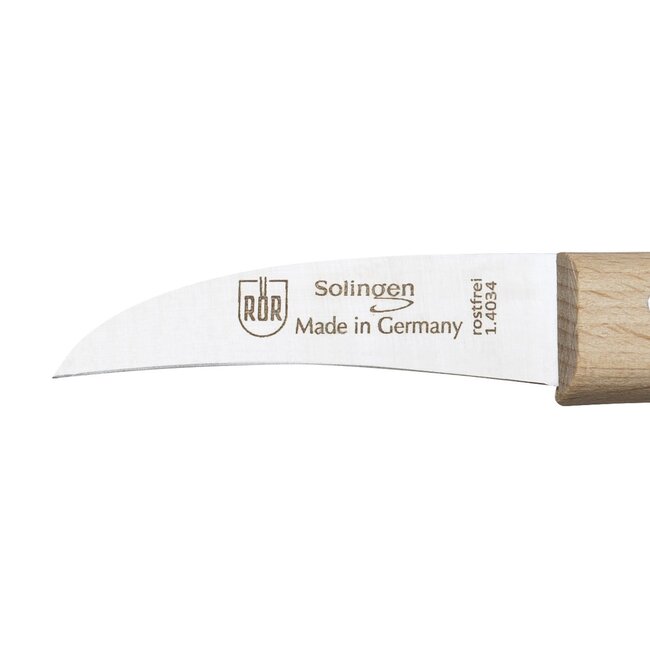 RÖR Solingen Schilmesje Krom & Recht – Hout – RVS – Oma's Keukenmesje – 2 Delig