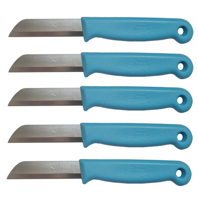 Solingen Schilmesje – RVS Glad – 16 cm met Blade Cover – Blauw – 5 Stuks