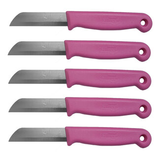 Solingen Schilmesje – RVS Glad – 16 cm met Blade Cover – Roze – 5 Stuks