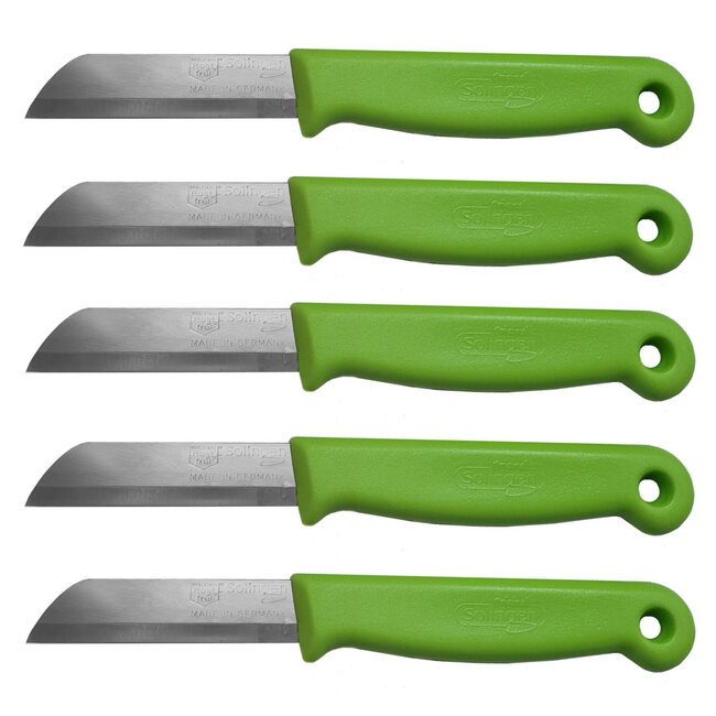 Solingen Schilmesje – RVS Glad – 16 cm met Blade Cover – Groen – 5 Stuks