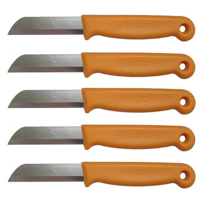 Solingen Schilmesje – RVS Glad – 16 cm met Blade Cover – Oranje – 5 Stuks