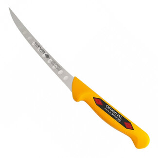 Eikaso Solingen Uitbeenmes met Gebogen Lemmet en Kuilen – Stijf RVS – 13 cm – Geel