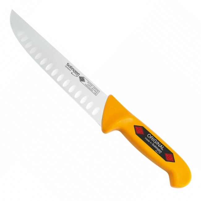 Eikaso Solingen Slagersmes met Kuilen – Stijf Lemmet 26 cm – Geel Heft