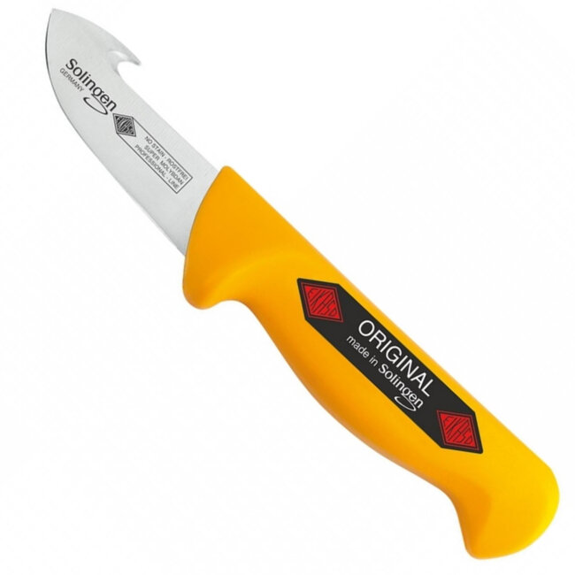 Eikaso Solingen Survivalmes voor Bushcrafting – 8 cm Lemmet – Stijf – Geel Handvat