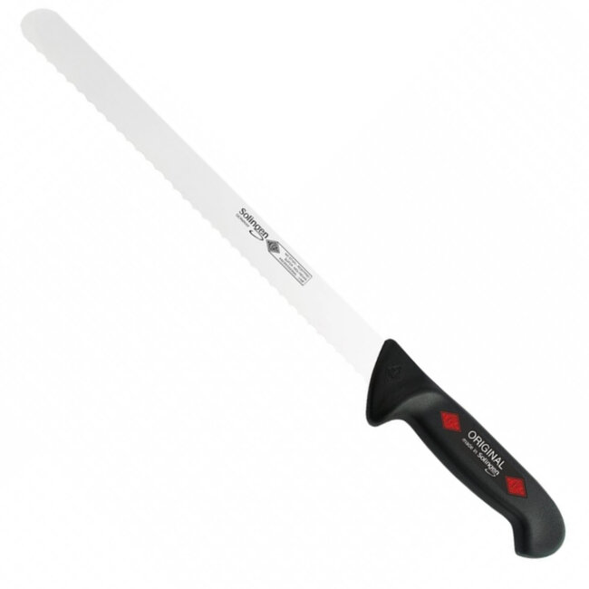 Eikaso Solingen Hammes/Zalmmes – Gekarteld – 30 cm Lemmet – Semi Flexibel – Zwart Heft