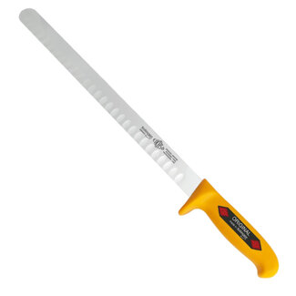 Eikaso Solingen Hammes/Zalmmes met Kuilen – 30 cm Lemmet – Semi Flexibel – Geel Heft