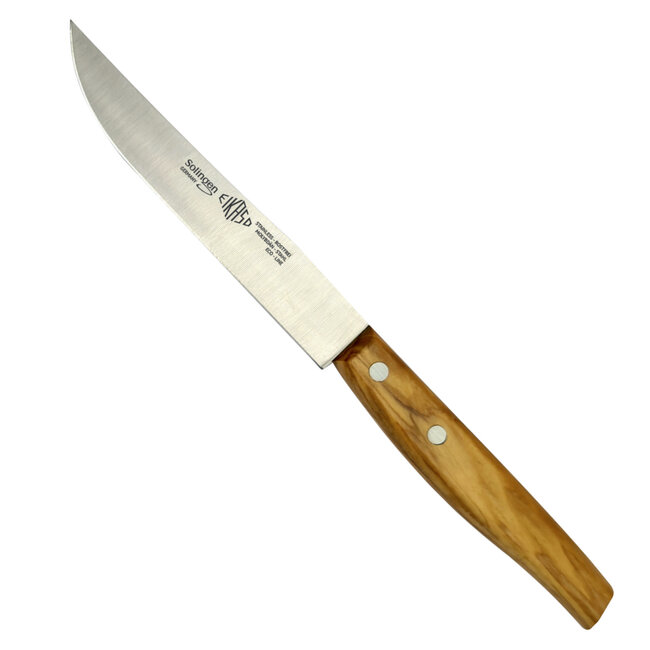 Eikaso Solingen Solingen Steakmes – Glad Lemmet 12 cm – Olijfhouten Heft