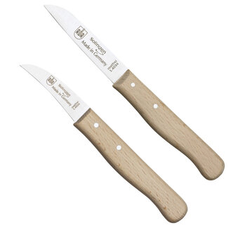 RÖR Solingen Schilmesje Krom & Recht – Hout – RVS – Oma's Keukenmesje – 2 Delig