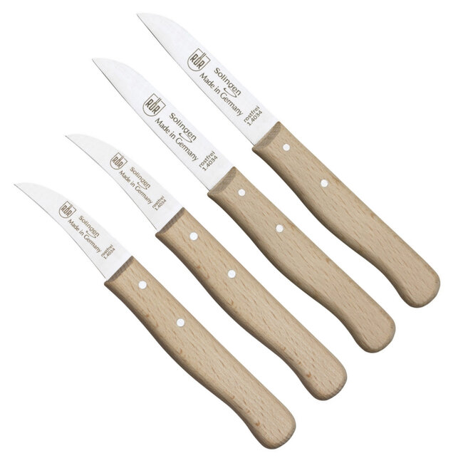 RÖR Solingen 4–Delige Schilmesjes Set: Krom & Recht met Houten Heft